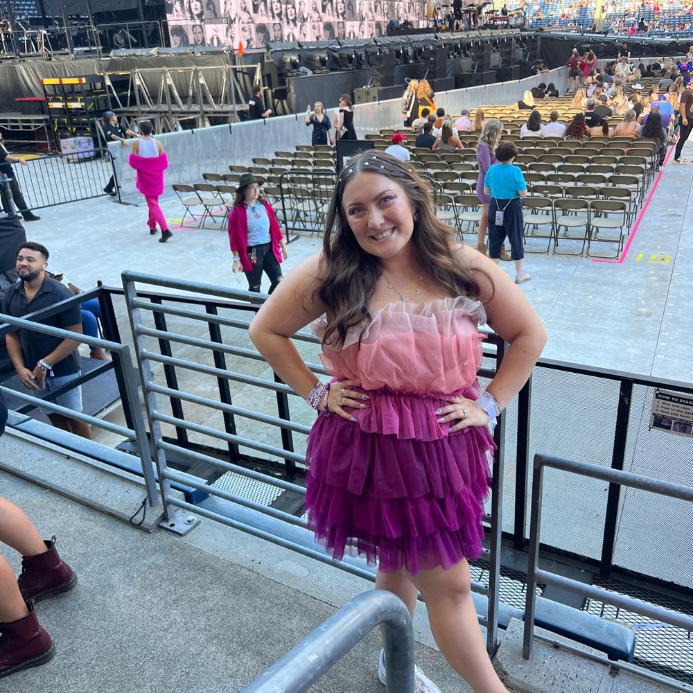 PINK AND PURPLE Tierd Tule dress